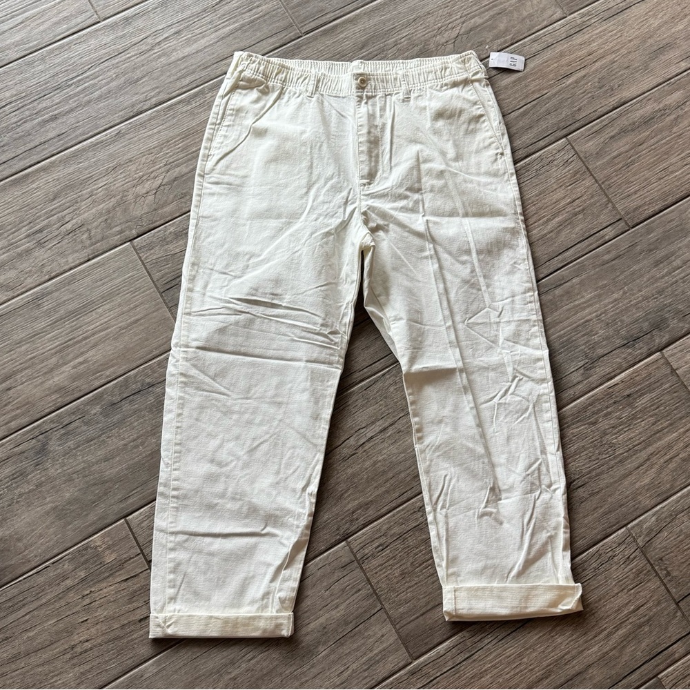 GAP White Cropped Pants Women’s Size L Tall